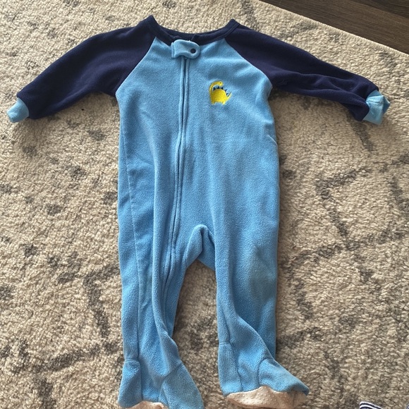 Long Sleeve Fleece Dinosaur Footed Pajamas - Picture 7 of 11